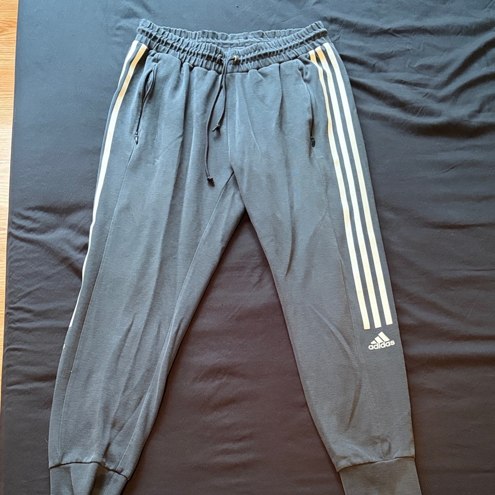 Adidas Kids Black Joggers with White Stripes